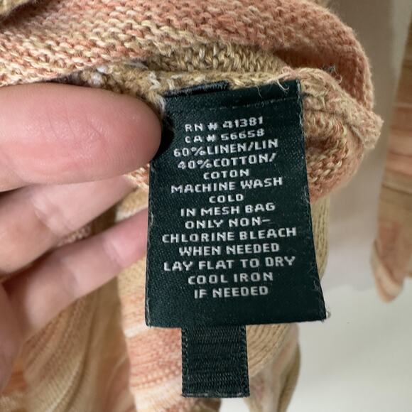 Lauren Ralph Lauren Sweater Womens Large Multicolor Stripe Linen Cotton V Neck - Picture 5 of 5